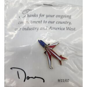 America West Airlines Thanks Commitment Airplane Promo Single Pin Pinback